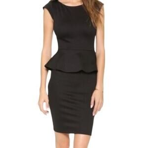 Alice + Olivia Employed Black Peplum Dress Bodycon Mini XS/0